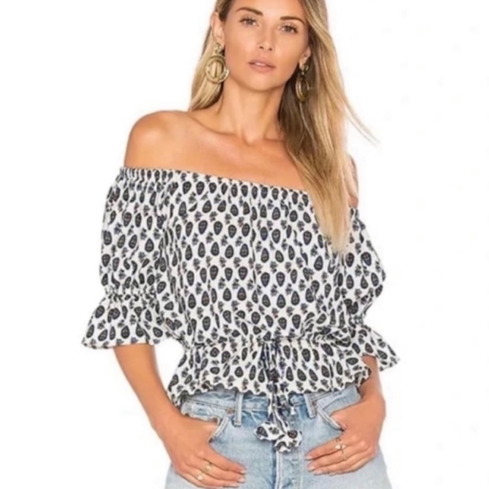 MISA Los Angeles Danya Off The Shoulder Ruffle Floral Paisley Blouse- NWOT